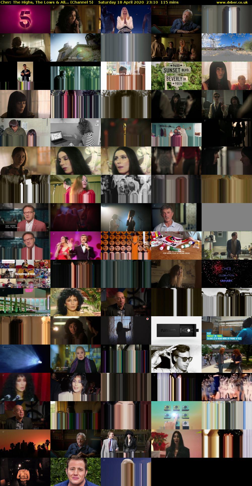 Cher: The Highs, The Lows & All... (Channel 5) Saturday 18 April 2020 23:10 - 01:05