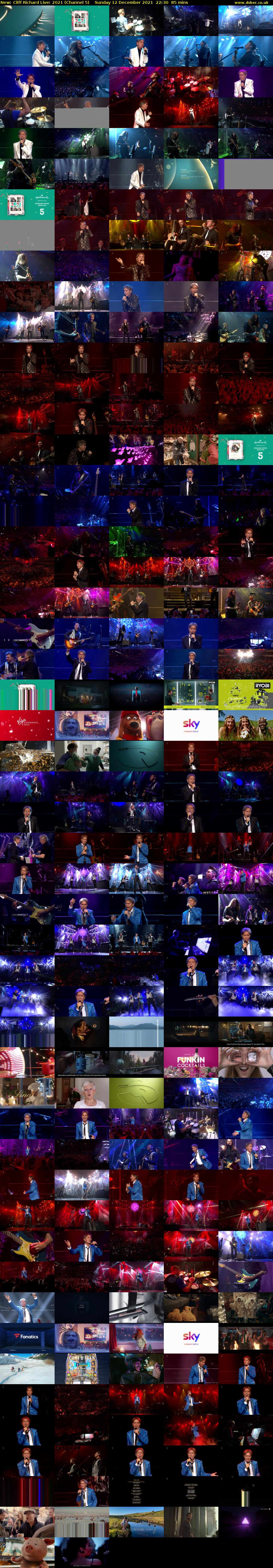 Cliff Richard Live: 2021 (Channel 5) Sunday 12 December 2021 22:30 - 23:55