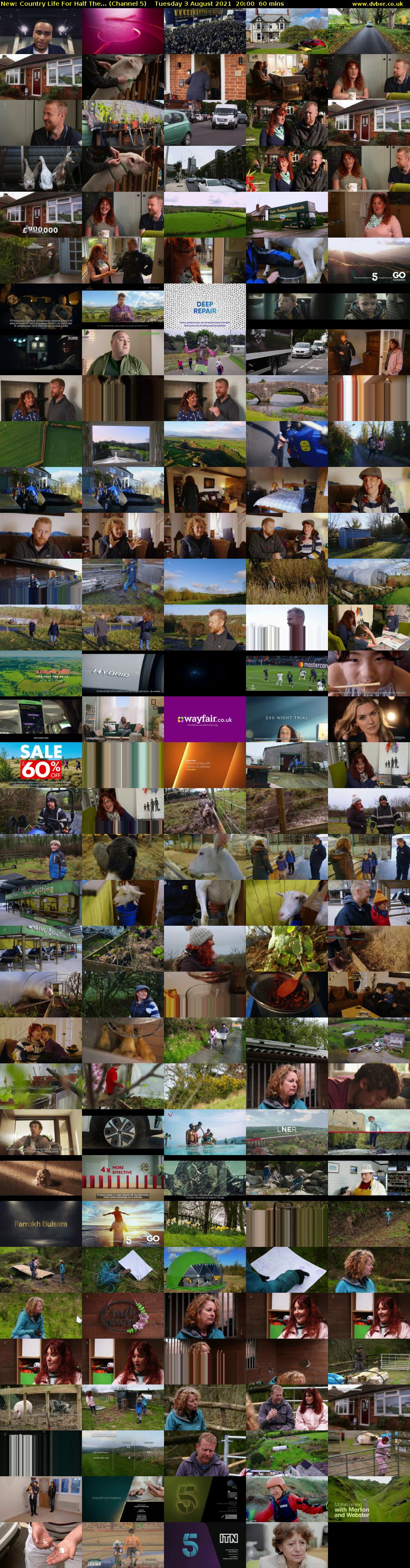 Country Life For Half The... (Channel 5) Tuesday 3 August 2021 20:00 - 21:00