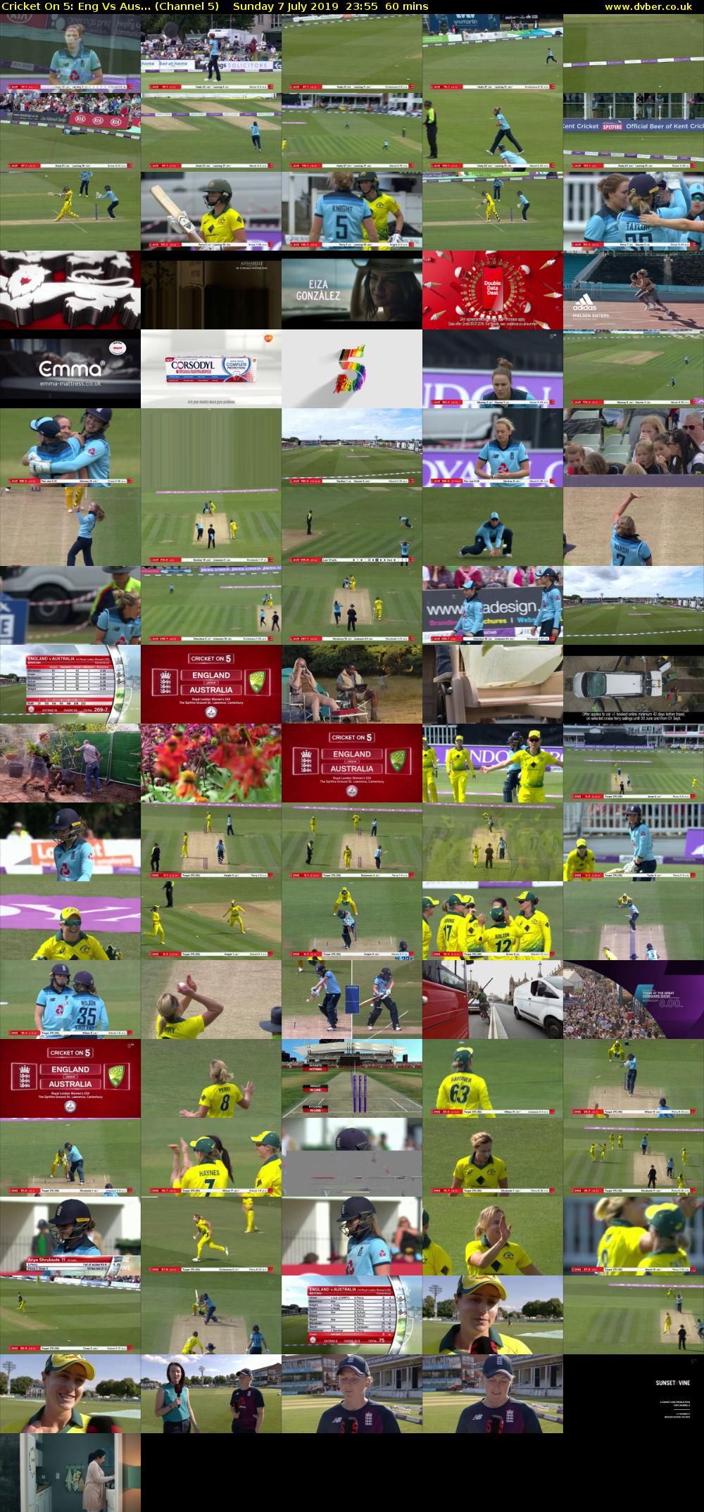 Cricket On 5: Eng Vs Aus... (Channel 5) Sunday 7 July 2019 23:55 - 00:55