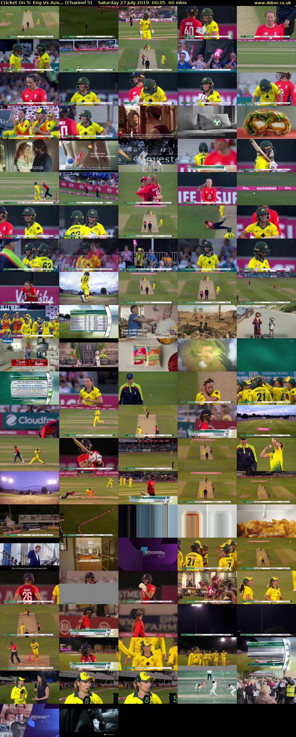 Cricket On 5: Eng Vs Aus... (Channel 5) Saturday 27 July 2019 00:05 - 01:05