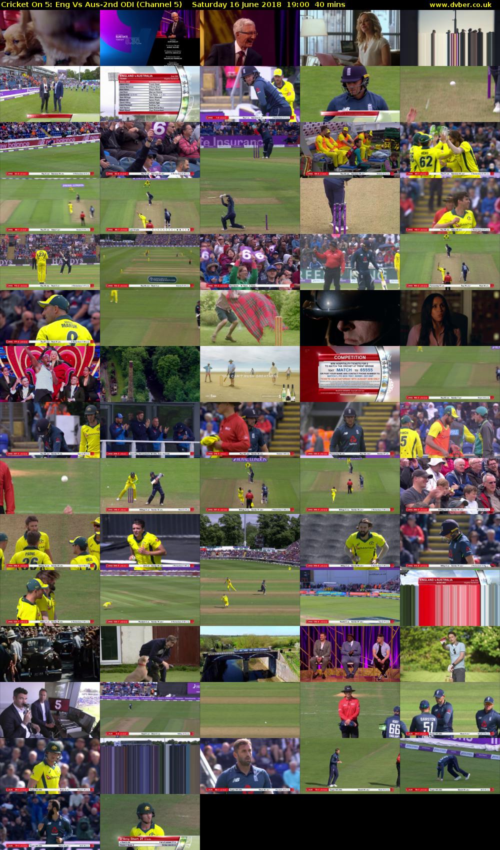 Cricket On 5: Eng Vs Aus-2nd ODI (Channel 5) Saturday 16 June 2018 19:00 - 19:40