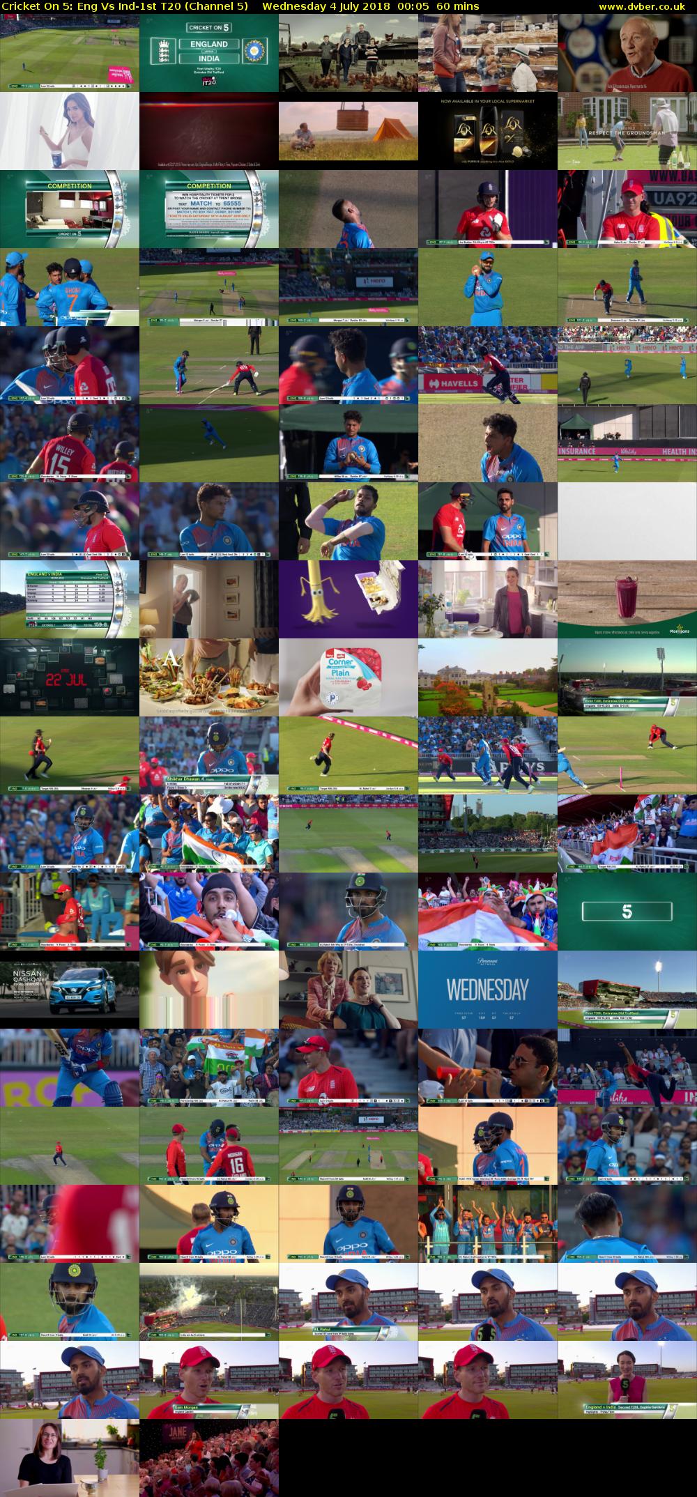 Cricket On 5: Eng Vs Ind-1st T20 (Channel 5) Wednesday 4 July 2018 00:05 - 01:05