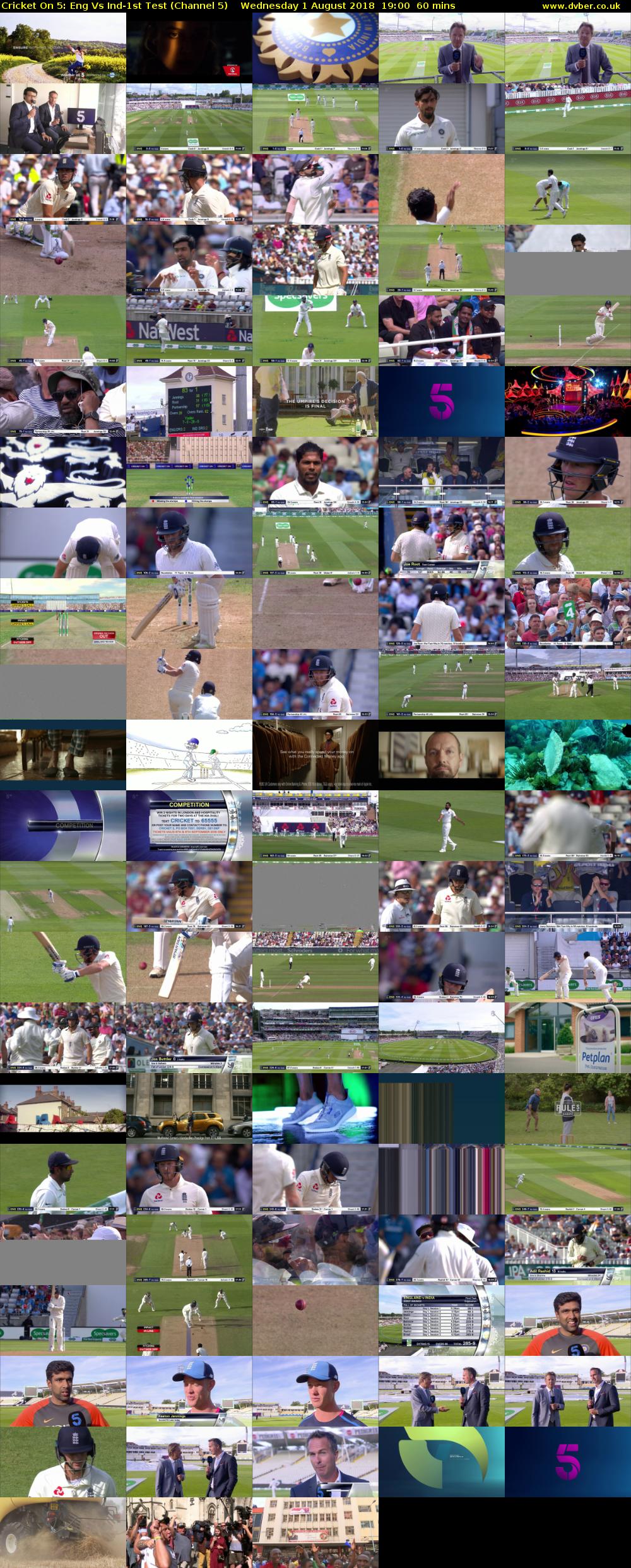 Cricket On 5: Eng Vs Ind-1st Test (Channel 5) Wednesday 1 August 2018 19:00 - 20:00