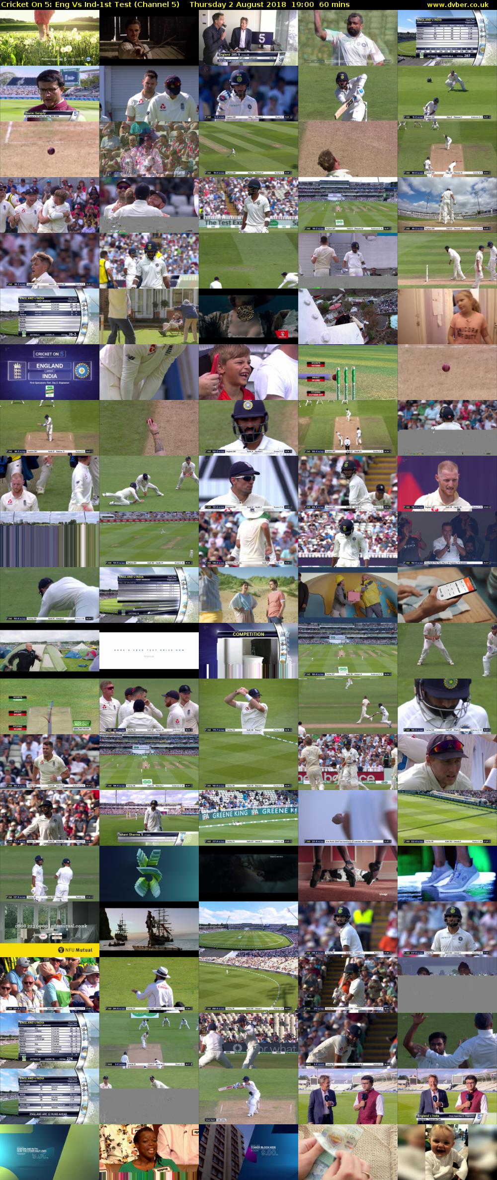 Cricket On 5: Eng Vs Ind-1st Test (Channel 5) Thursday 2 August 2018 19:00 - 20:00