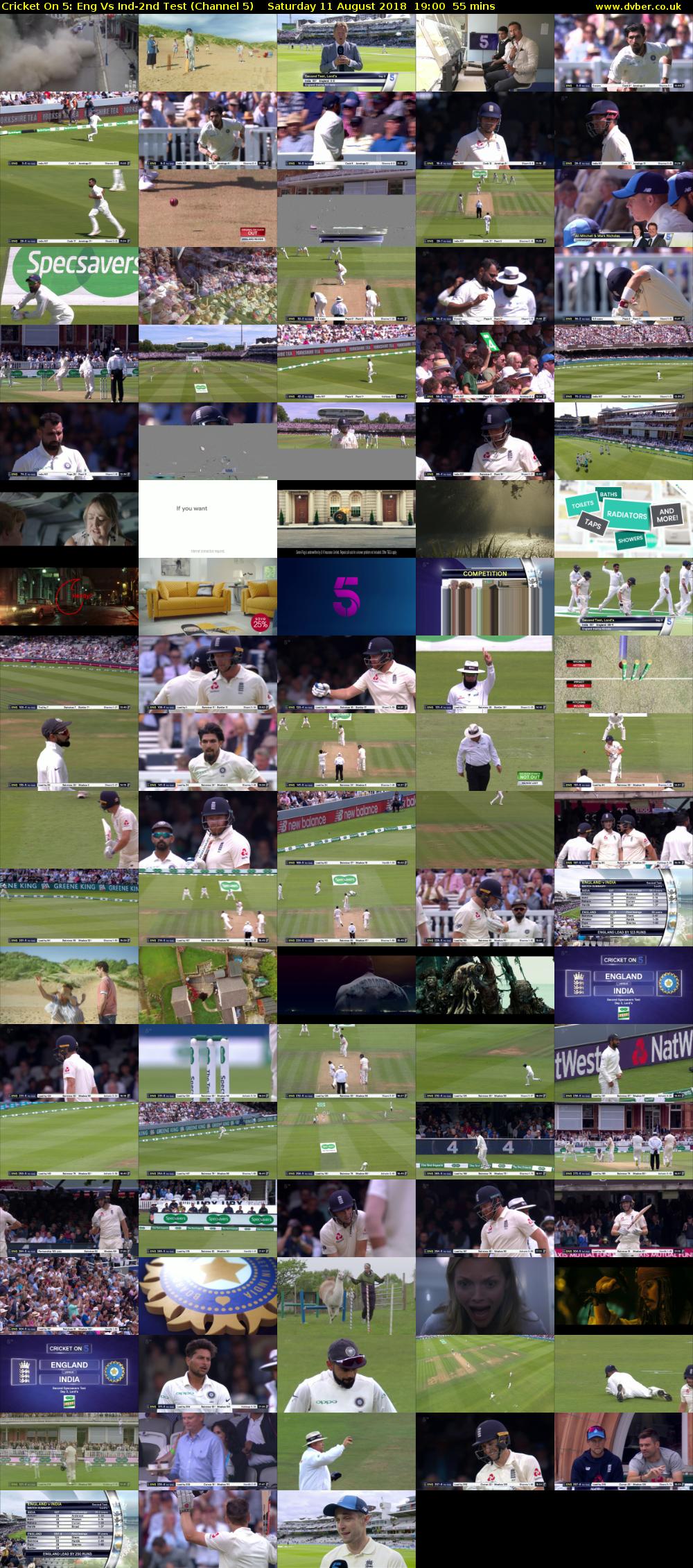 Cricket On 5: Eng Vs Ind-2nd Test (Channel 5) Saturday 11 August 2018 19:00 - 19:55