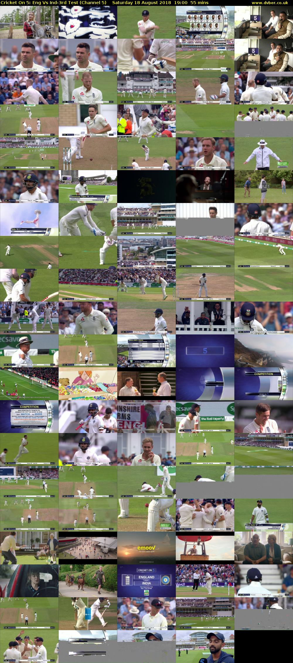 Cricket On 5: Eng Vs Ind-3rd Test (Channel 5) Saturday 18 August 2018 19:00 - 19:55