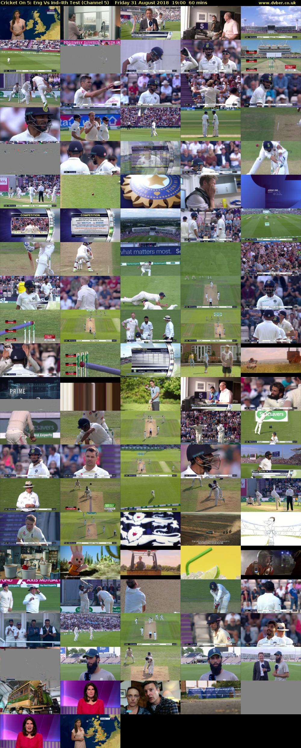 Cricket On 5: Eng Vs Ind-4th Test (Channel 5) Friday 31 August 2018 19:00 - 20:00