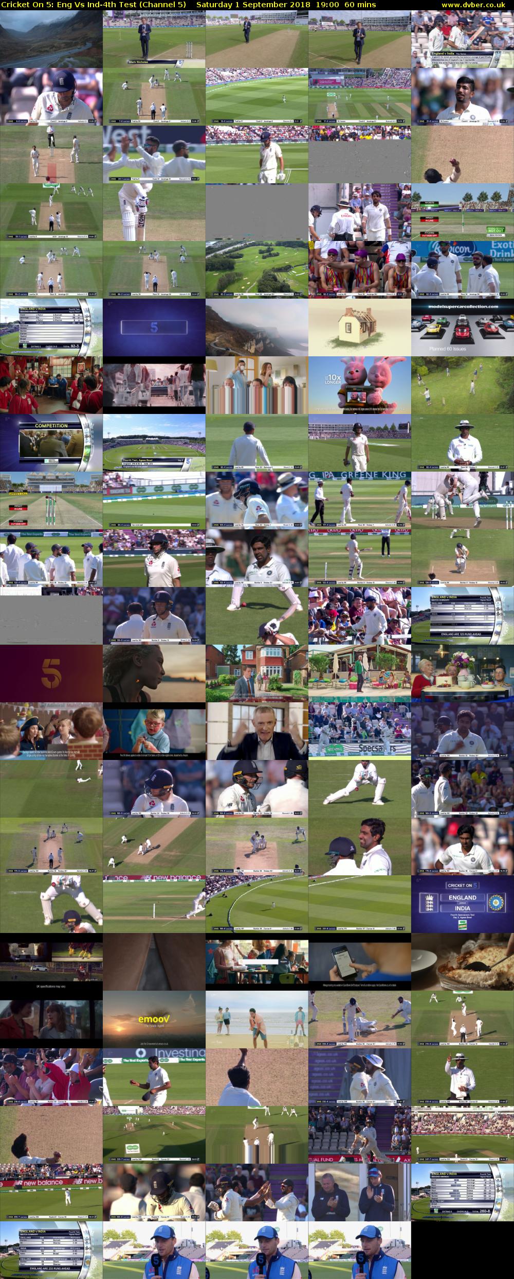 Cricket On 5: Eng Vs Ind-4th Test (Channel 5) Saturday 1 September 2018 19:00 - 20:00