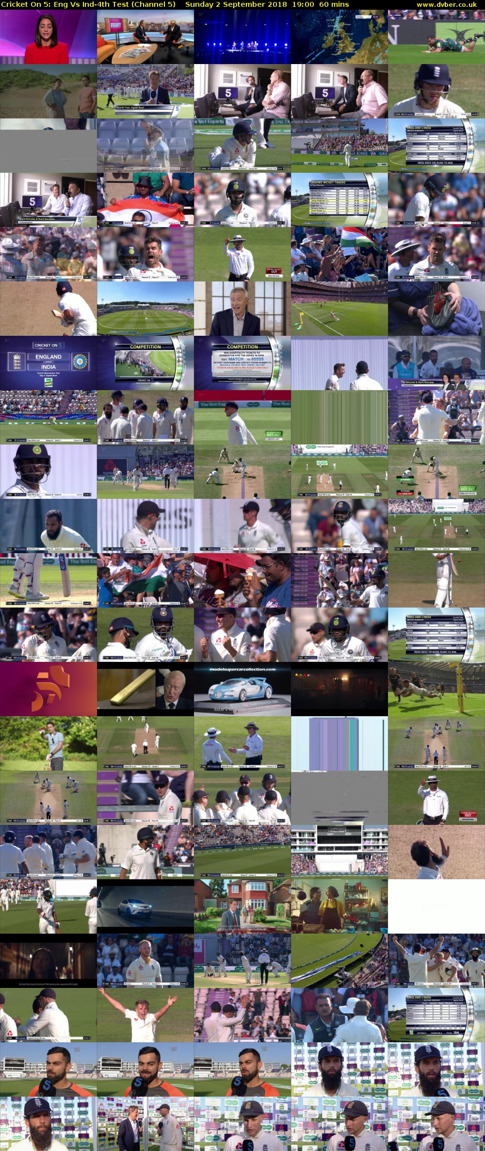 Cricket On 5: Eng Vs Ind-4th Test (Channel 5) Sunday 2 September 2018 19:00 - 20:00