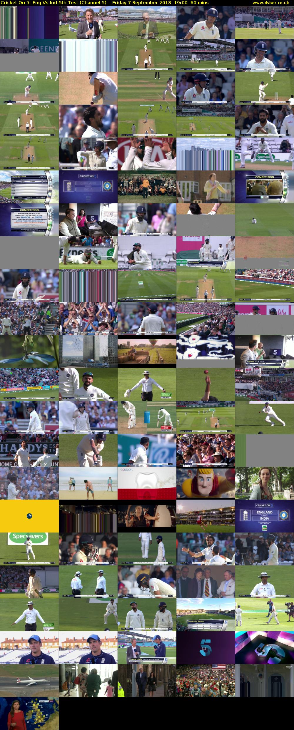 Cricket On 5: Eng Vs Ind-5th Test (Channel 5) Friday 7 September 2018 19:00 - 20:00