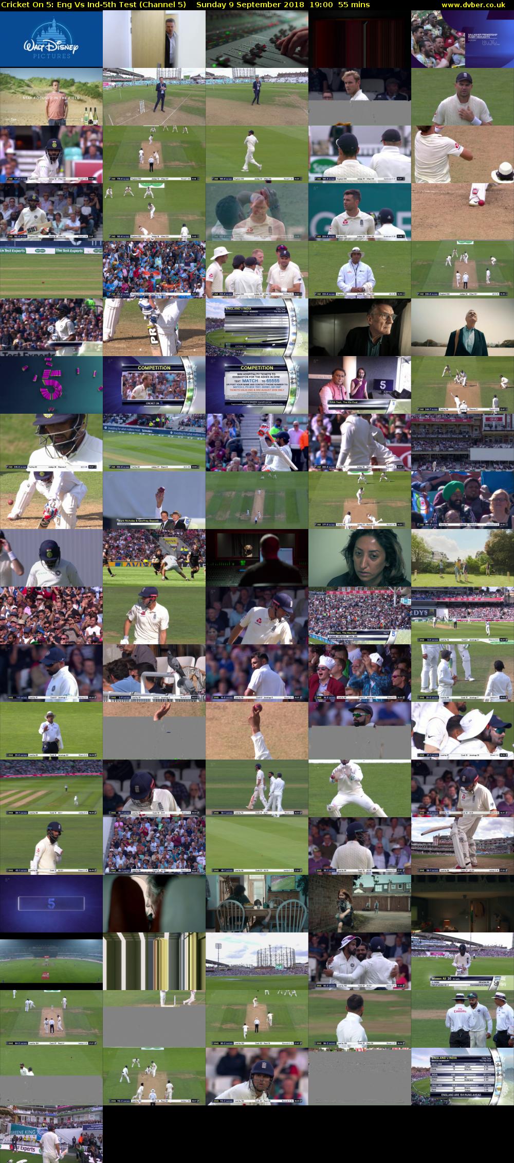Cricket On 5: Eng Vs Ind-5th Test (Channel 5) Sunday 9 September 2018 19:00 - 19:55