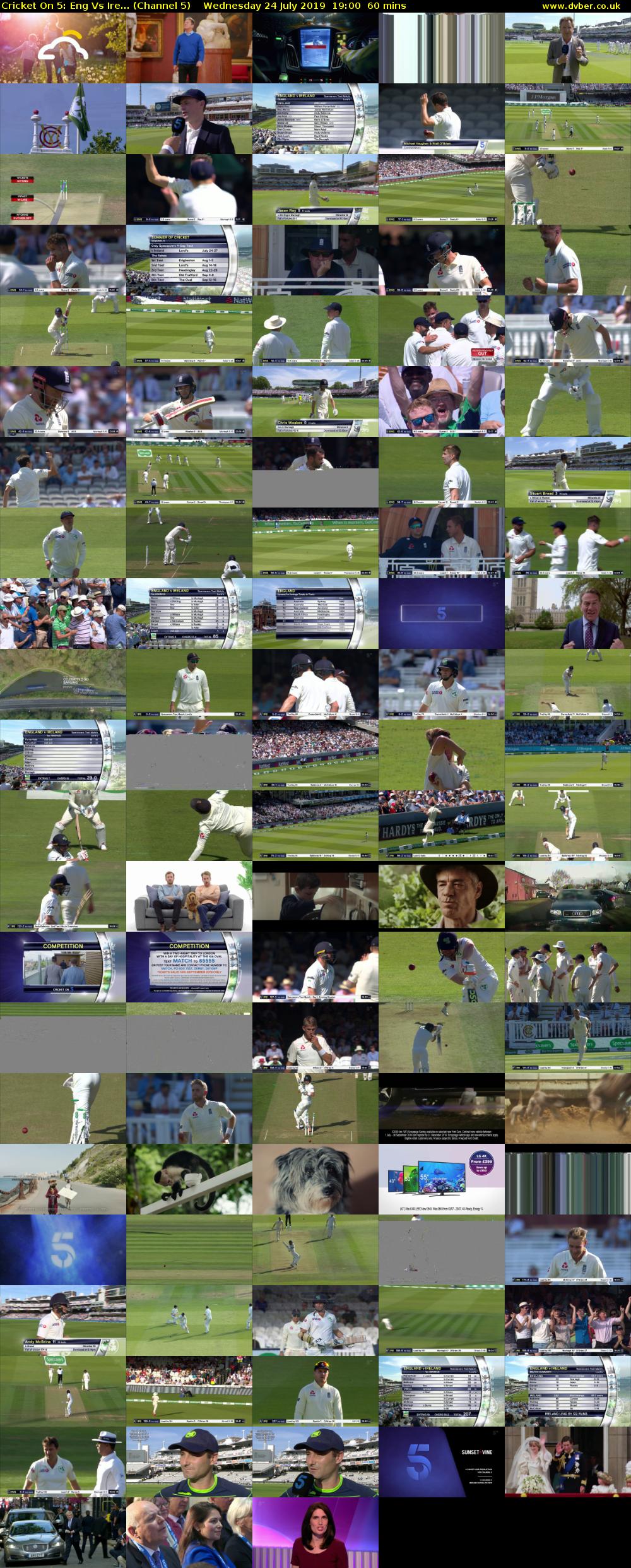 Cricket On 5: Eng Vs Ire... (Channel 5) Wednesday 24 July 2019 19:00 - 20:00