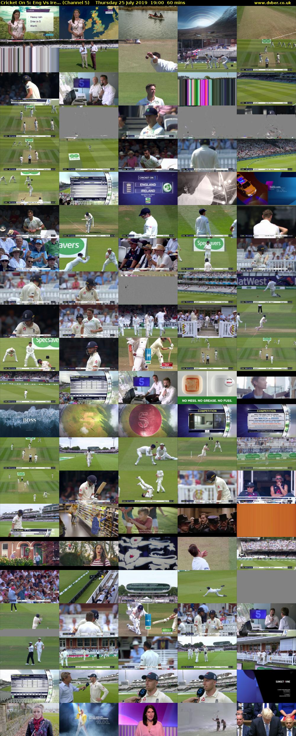 Cricket On 5: Eng Vs Ire... (Channel 5) Thursday 25 July 2019 19:00 - 20:00
