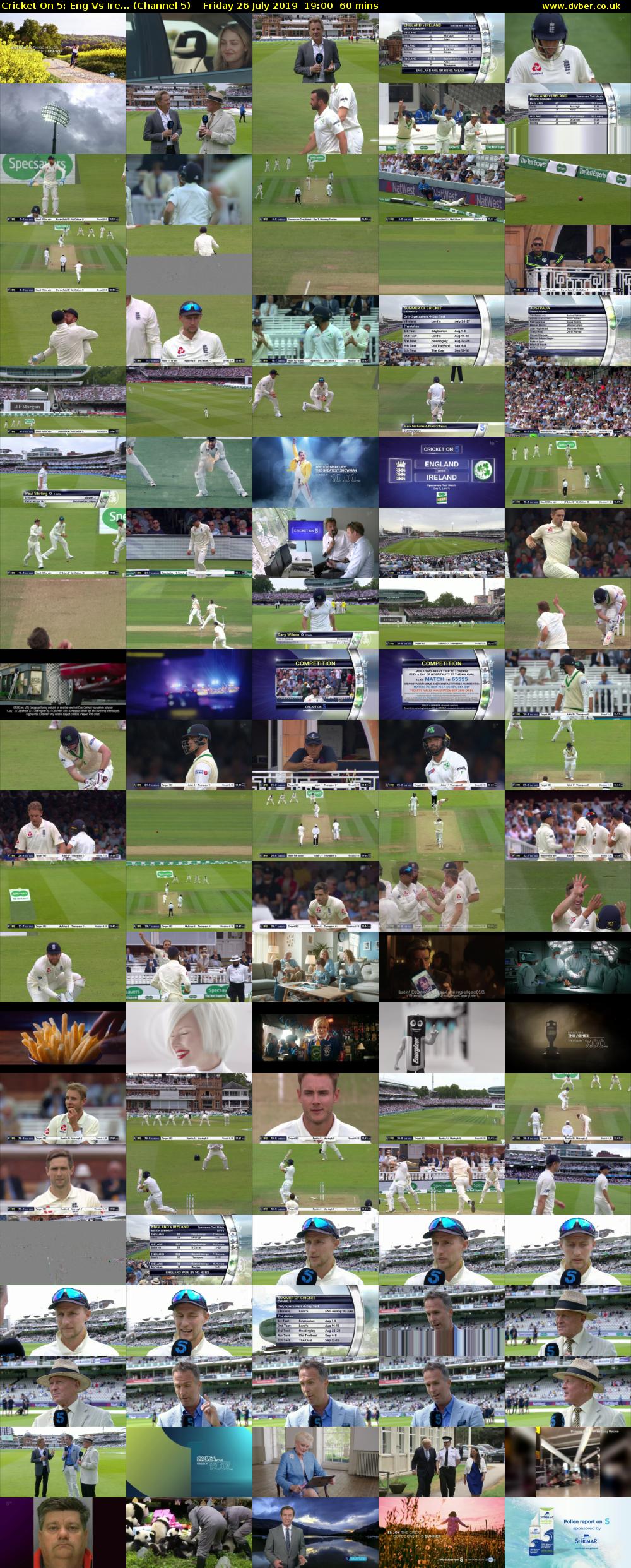 Cricket On 5: Eng Vs Ire... (Channel 5) Friday 26 July 2019 19:00 - 20:00