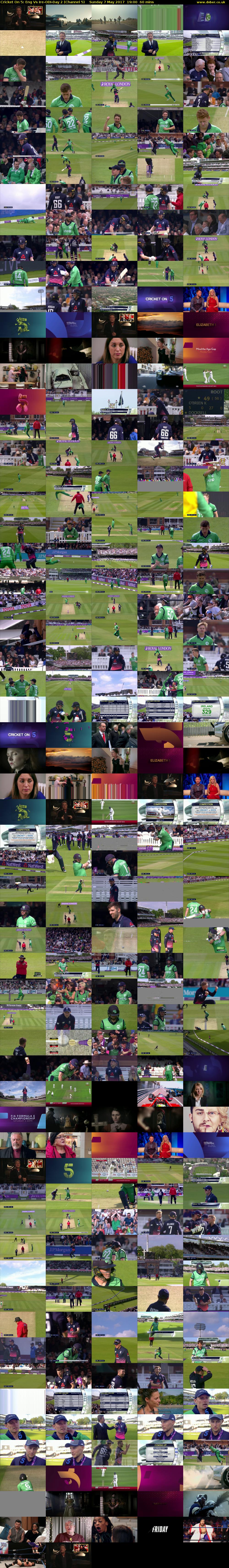 Cricket On 5: Eng Vs Ire-ODI-Day 2 (Channel 5) Sunday 7 May 2017 19:00 - 20:00