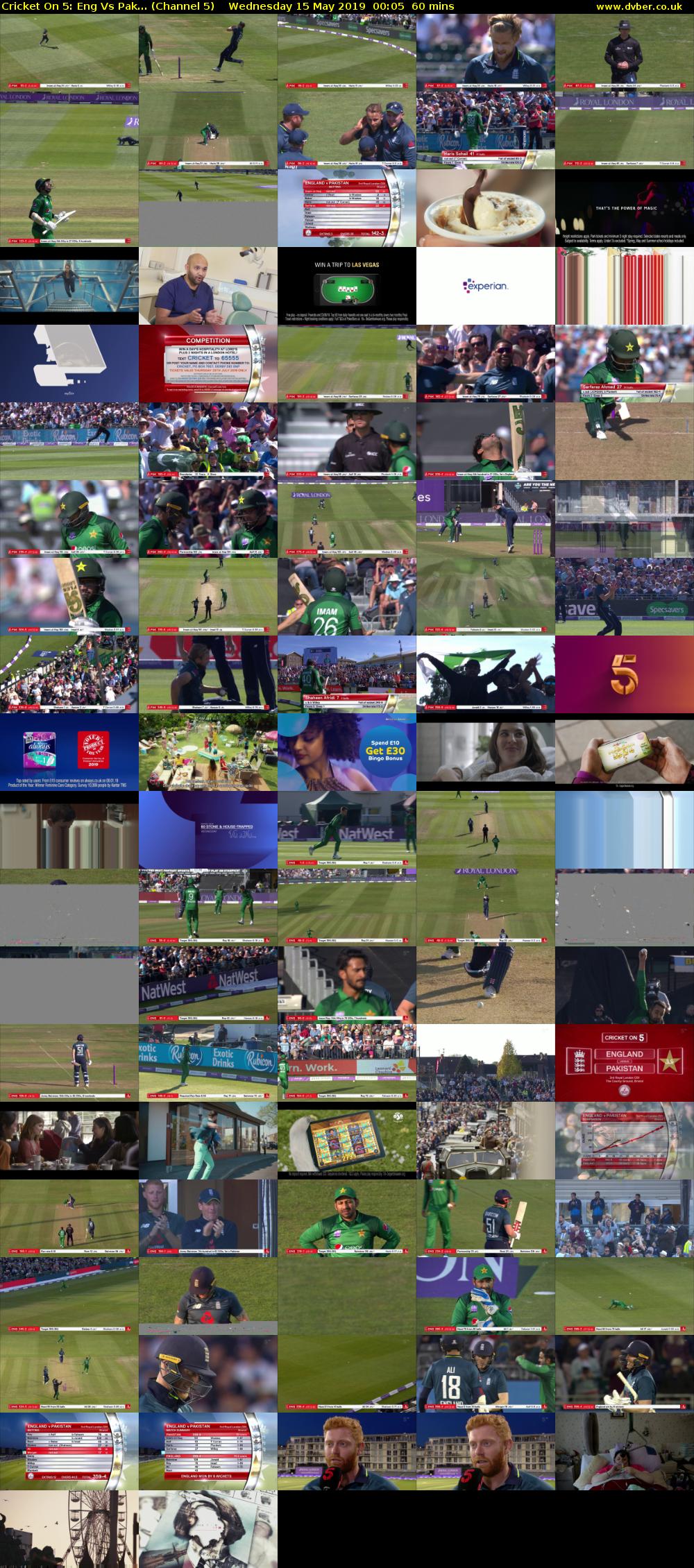 Cricket On 5: Eng Vs Pak... (Channel 5) Wednesday 15 May 2019 00:05 - 01:05