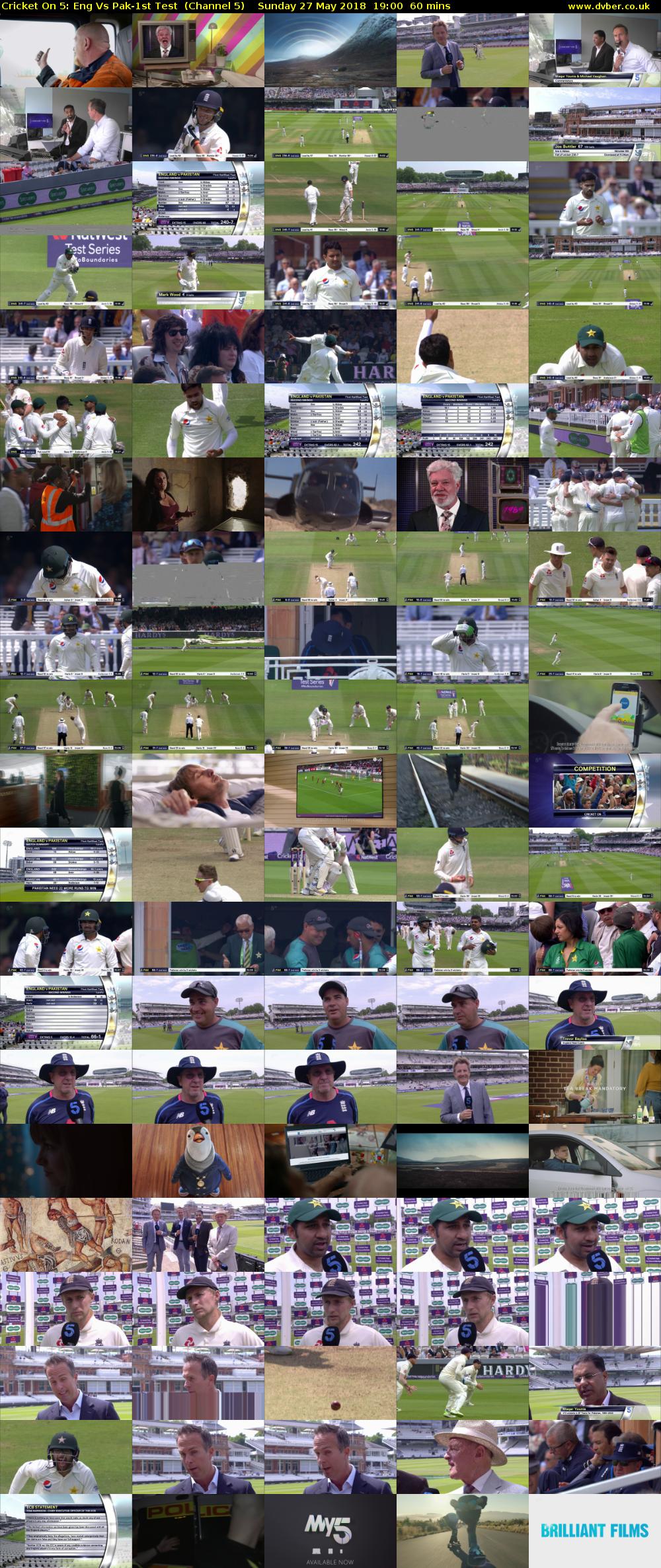 Cricket On 5: Eng Vs Pak-1st Test  (Channel 5) Sunday 27 May 2018 19:00 - 20:00