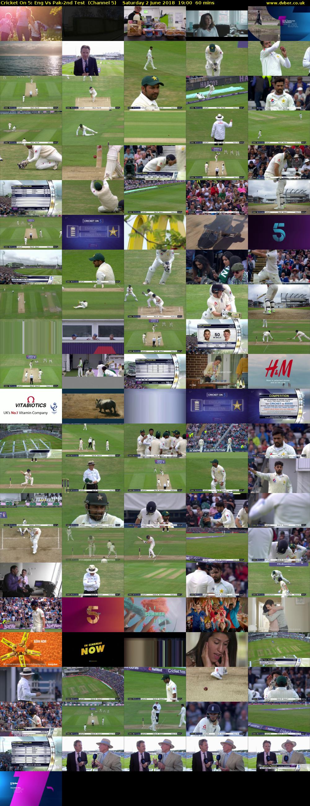 Cricket On 5: Eng Vs Pak-2nd Test  (Channel 5) Saturday 2 June 2018 19:00 - 20:00