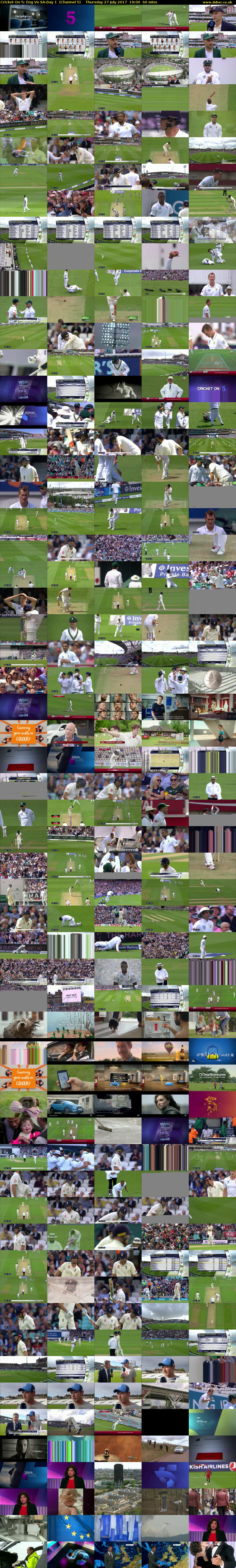 Cricket On 5: Eng Vs SA-Day 1  (Channel 5) Thursday 27 July 2017 19:00 - 20:00