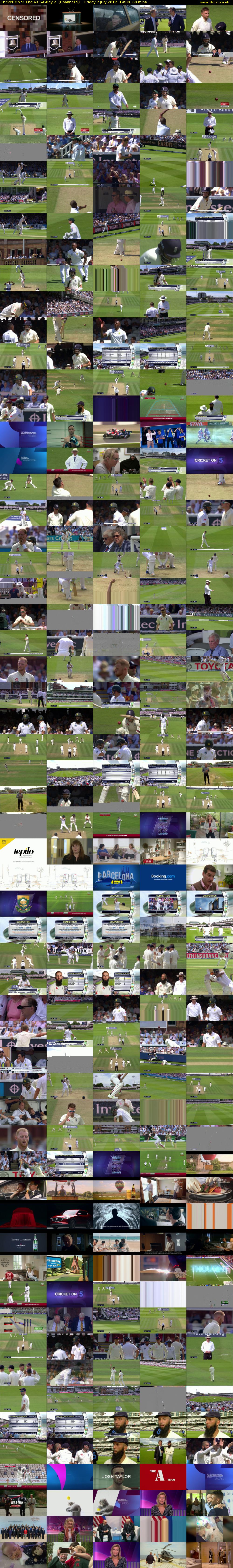 Cricket On 5: Eng Vs SA-Day 2  (Channel 5) Friday 7 July 2017 19:00 - 20:00