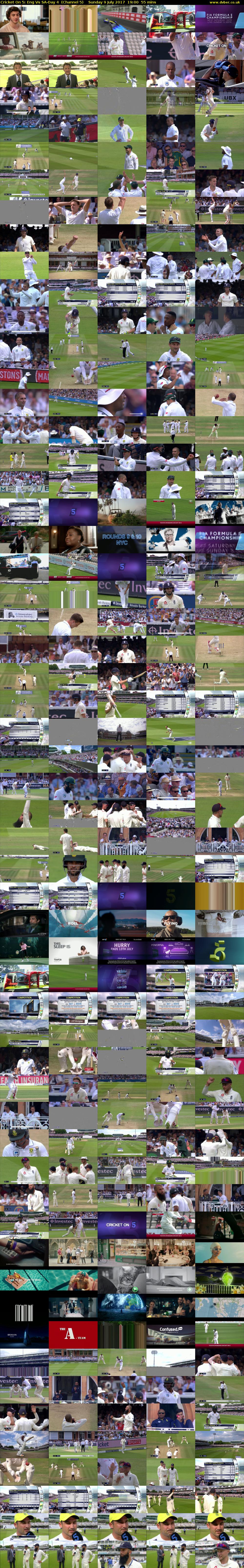 Cricket On 5: Eng Vs SA-Day 4  (Channel 5) Sunday 9 July 2017 19:00 - 19:55