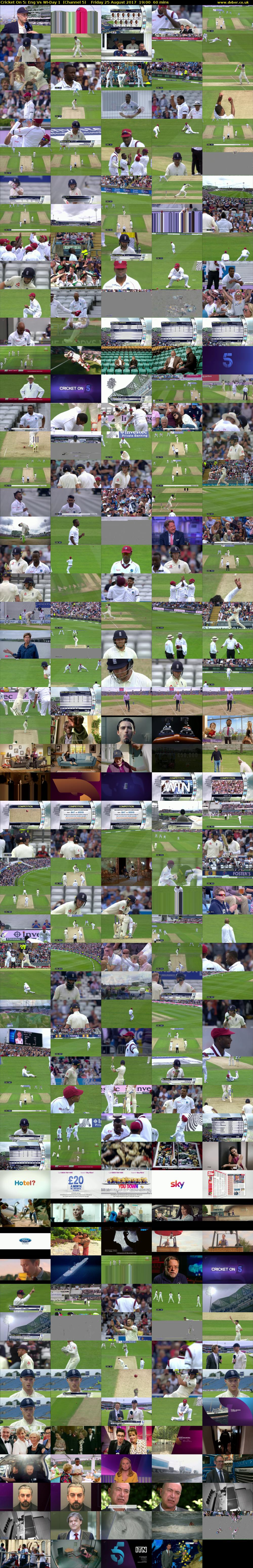 Cricket On 5: Eng Vs WI-Day 1  (Channel 5) Friday 25 August 2017 19:00 - 20:00