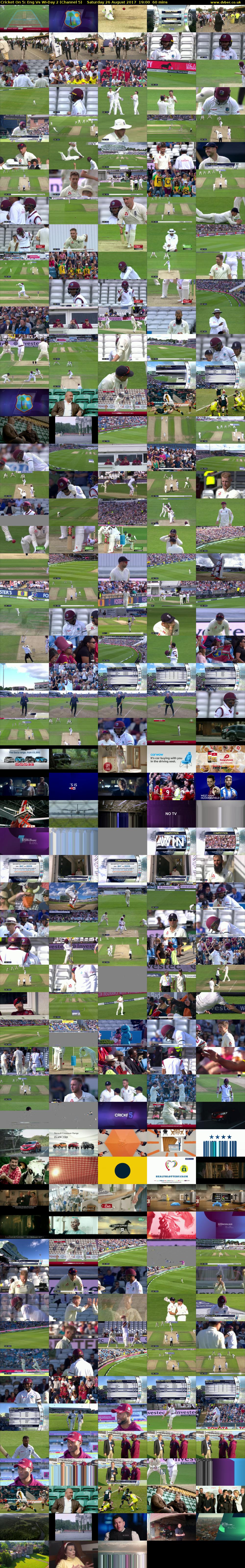 Cricket On 5: Eng Vs WI-Day 2 (Channel 5) Saturday 26 August 2017 19:00 - 20:00