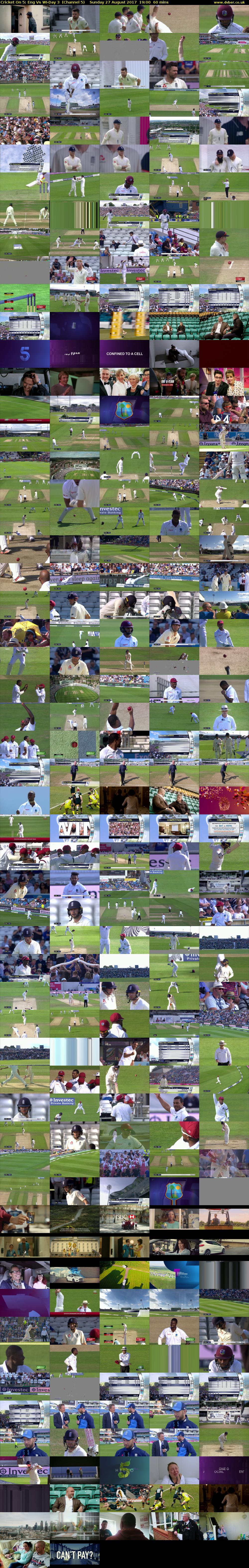 Cricket On 5: Eng Vs WI-Day 3  (Channel 5) Sunday 27 August 2017 19:00 - 20:00