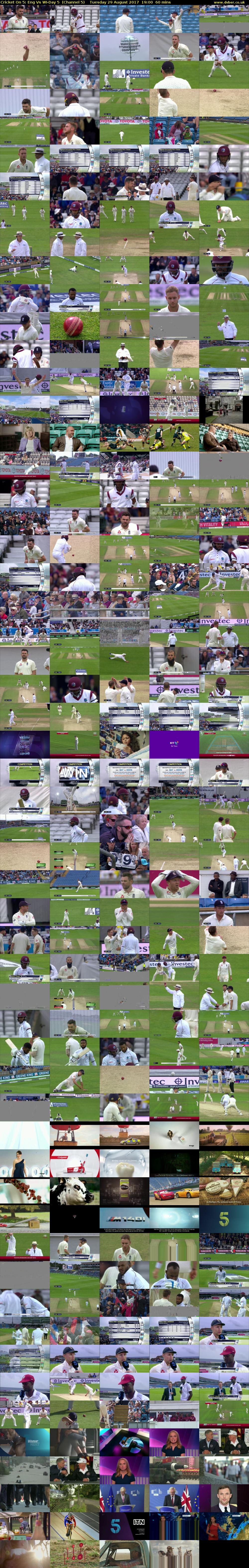 Cricket On 5: Eng Vs WI-Day 5  (Channel 5) Tuesday 29 August 2017 19:00 - 20:00