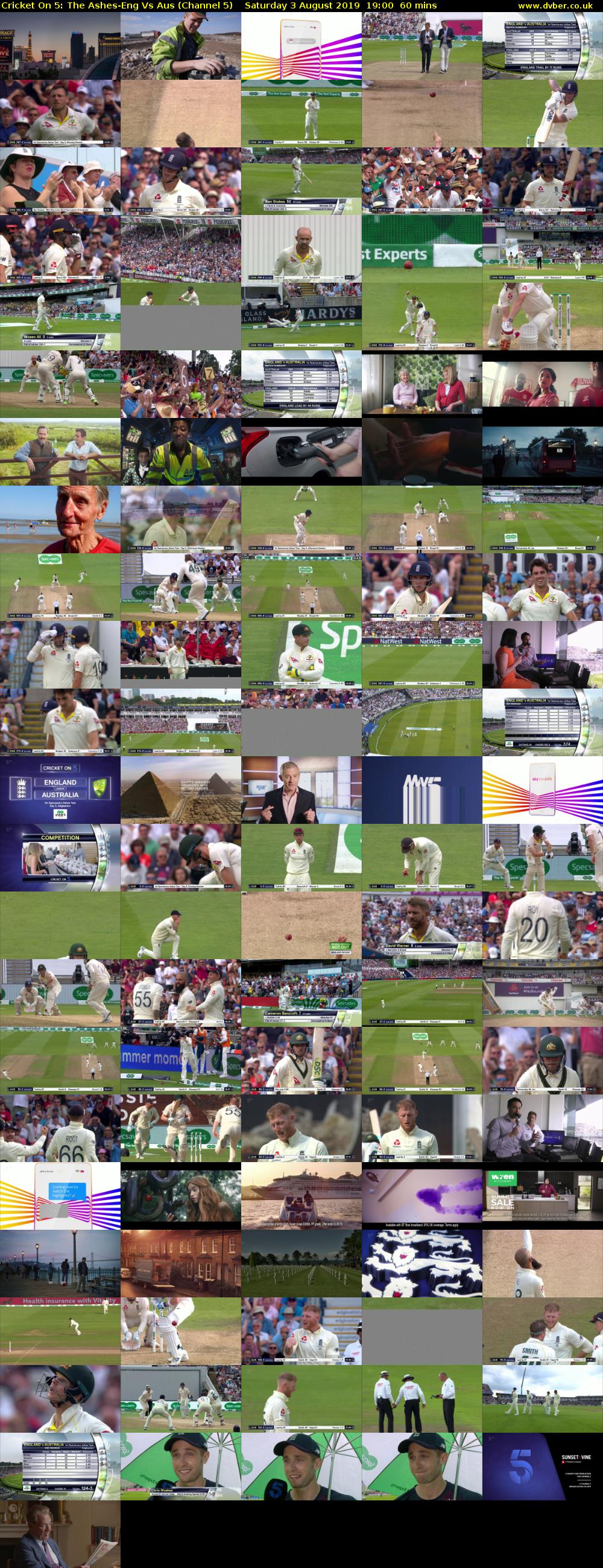 Cricket On 5: The Ashes-Eng Vs Aus (Channel 5) Saturday 3 August 2019 19:00 - 20:00