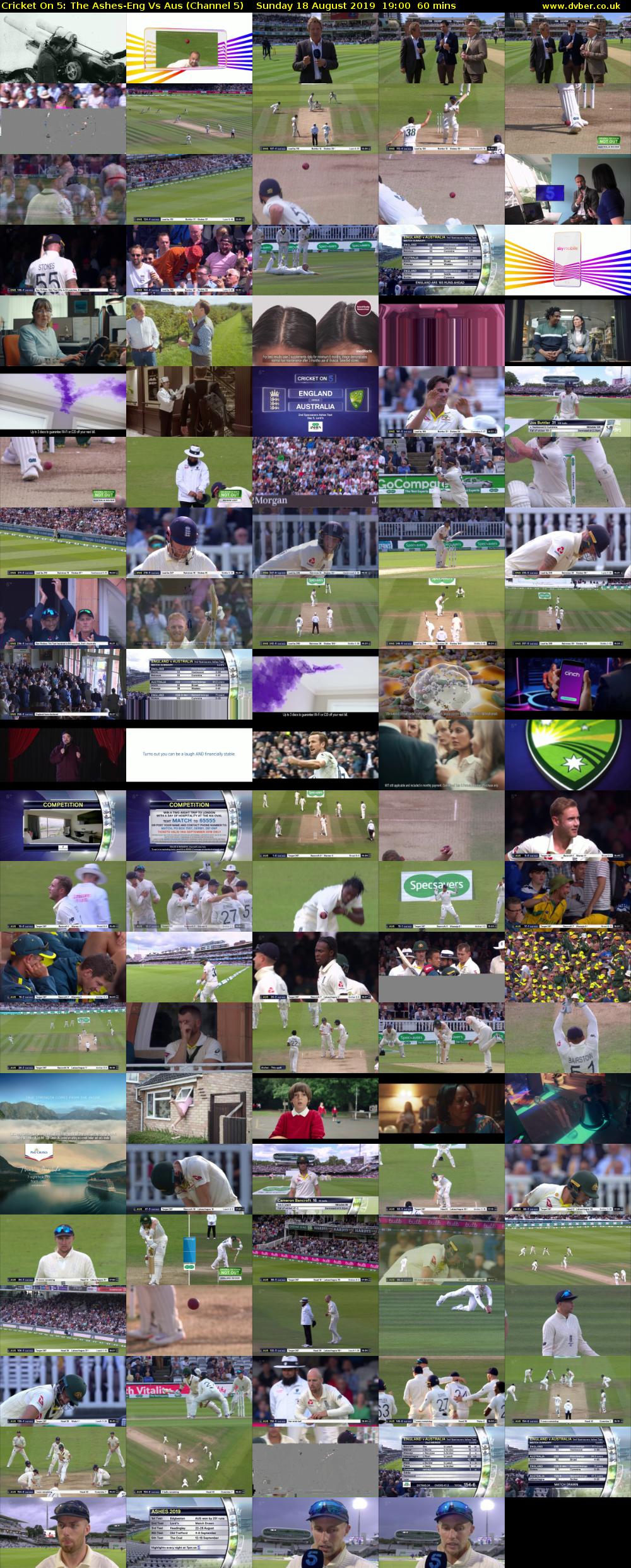Cricket On 5: The Ashes-Eng Vs Aus (Channel 5) Sunday 18 August 2019 19:00 - 20:00