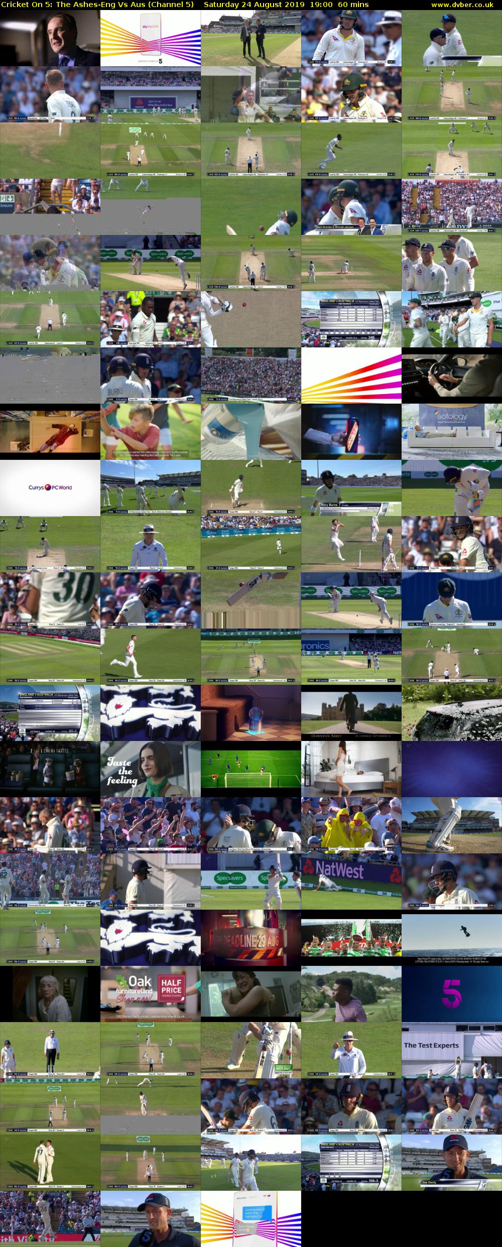 Cricket On 5: The Ashes-Eng Vs Aus (Channel 5) Saturday 24 August 2019 19:00 - 20:00