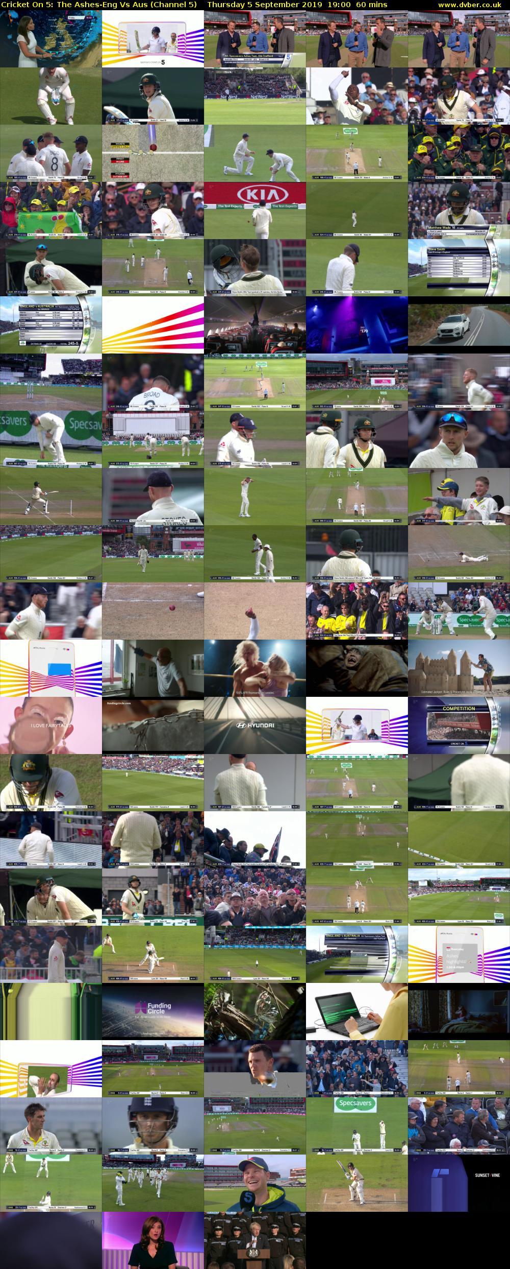 Cricket On 5: The Ashes-Eng Vs Aus (Channel 5) Thursday 5 September 2019 19:00 - 20:00