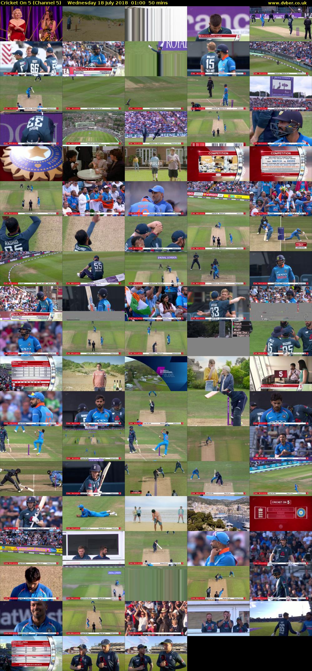 Cricket On 5 (Channel 5) Wednesday 18 July 2018 01:00 - 01:50