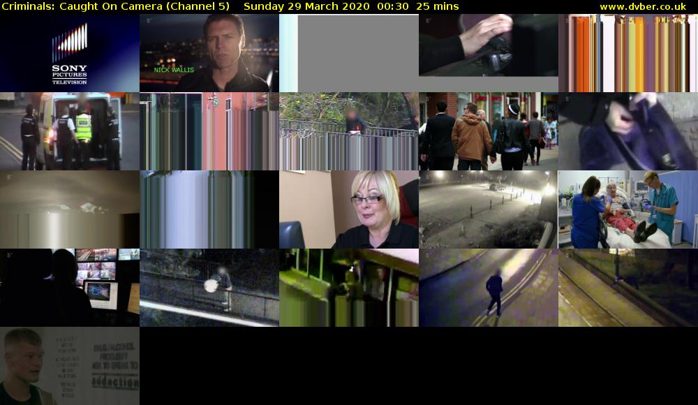 Criminals: Caught On Camera (Channel 5) Sunday 29 March 2020 00:30 - 00:55