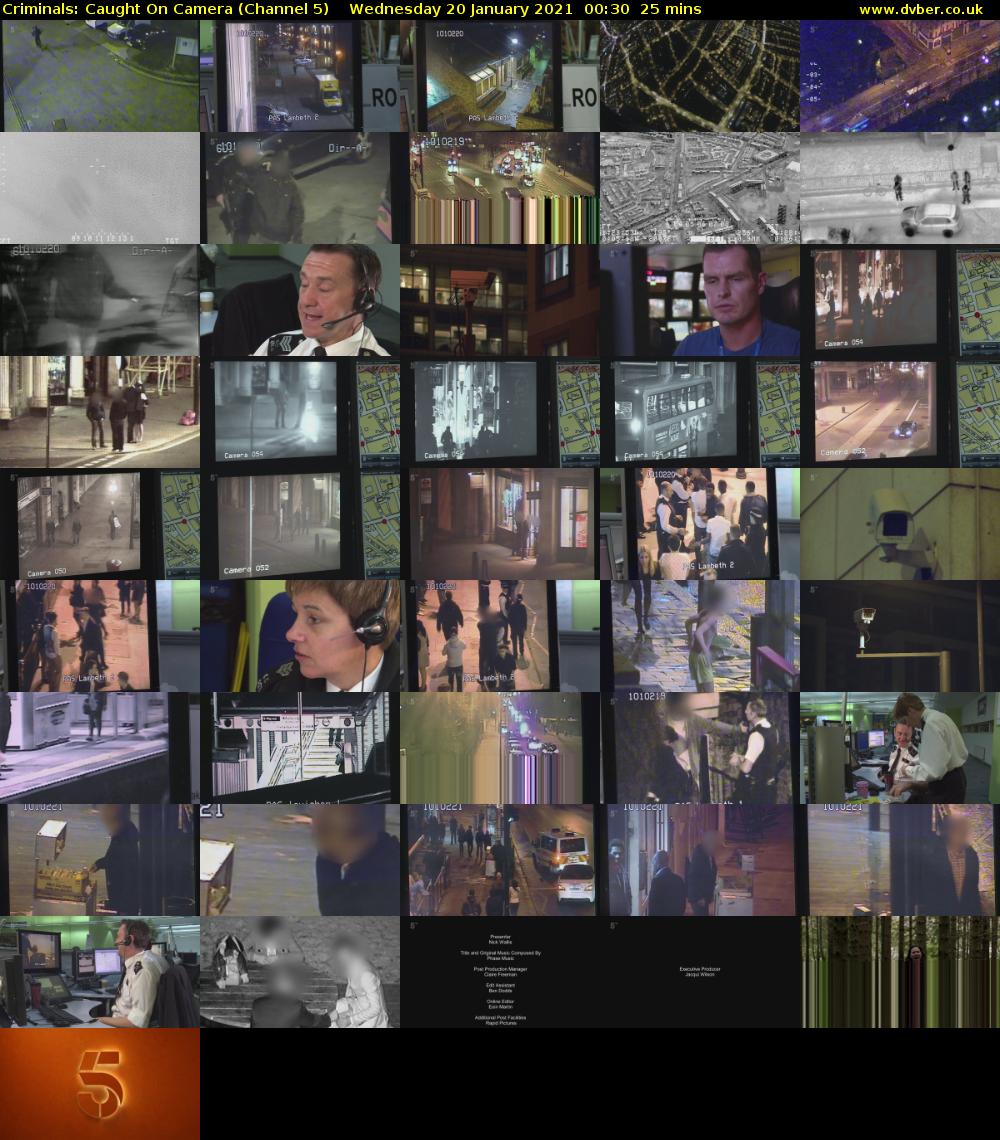 Criminals: Caught On Camera (Channel 5) Wednesday 20 January 2021 00:30 - 00:55