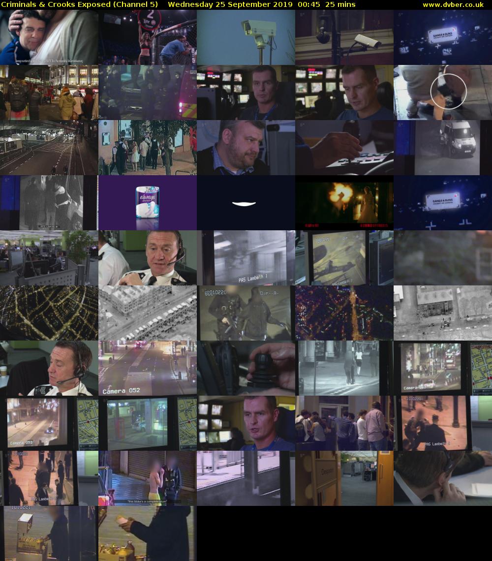Criminals & Crooks Exposed (Channel 5) Wednesday 25 September 2019 00:45 - 01:10