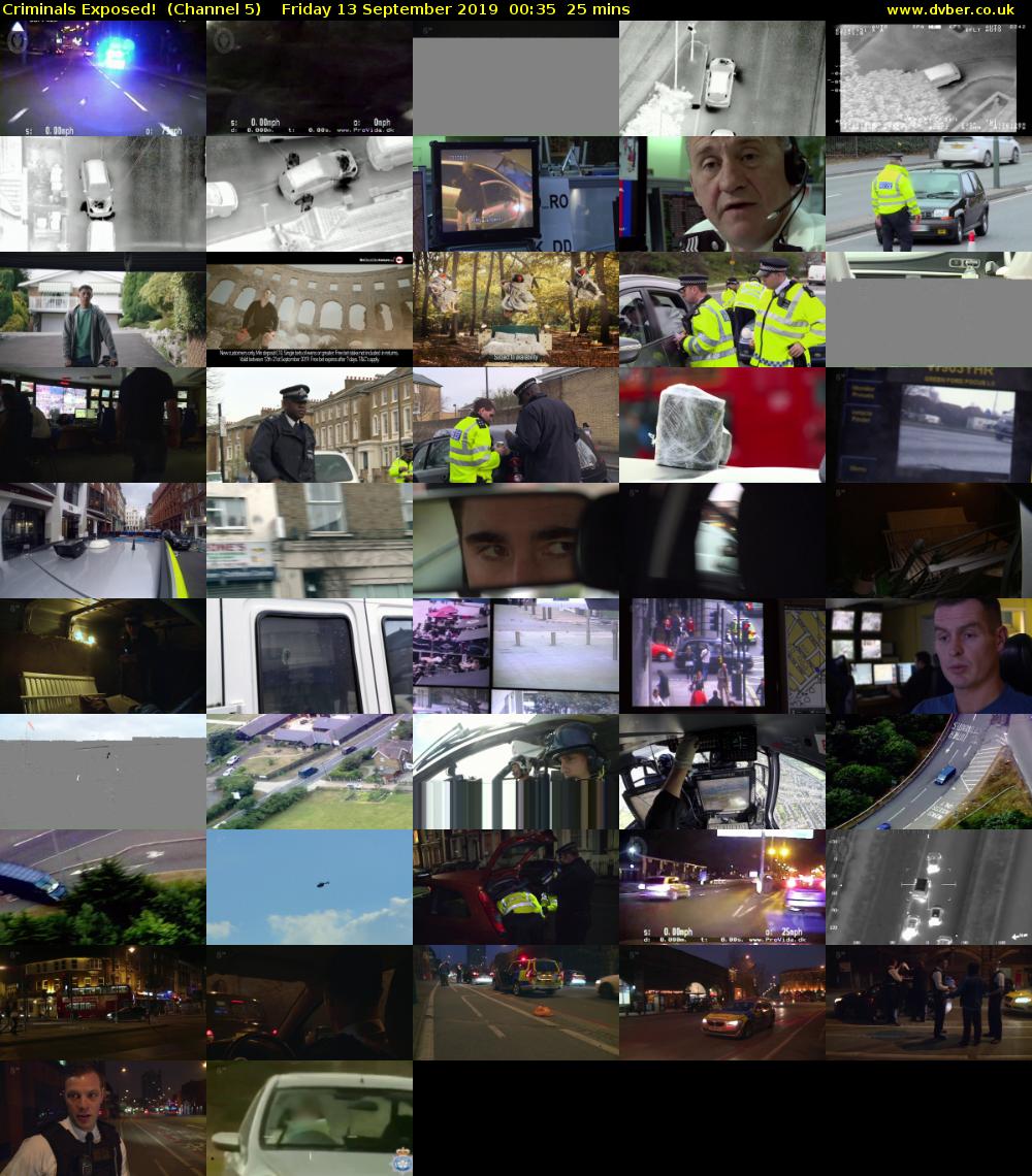 Criminals Exposed!  (Channel 5) Friday 13 September 2019 00:35 - 01:00