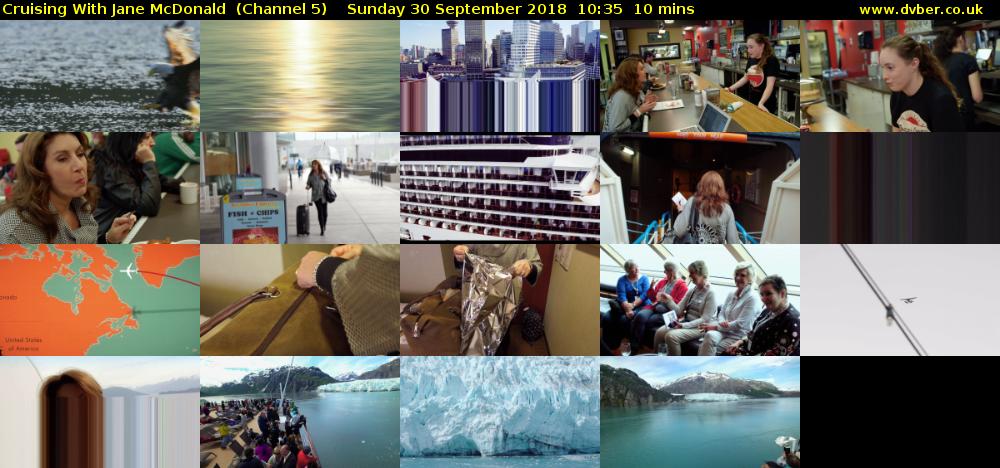 Cruising With Jane McDonald  (Channel 5) Sunday 30 September 2018 10:35 - 10:45