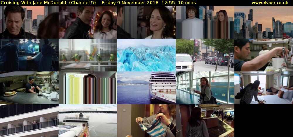 Cruising With Jane McDonald  (Channel 5) Friday 9 November 2018 12:55 - 13:05
