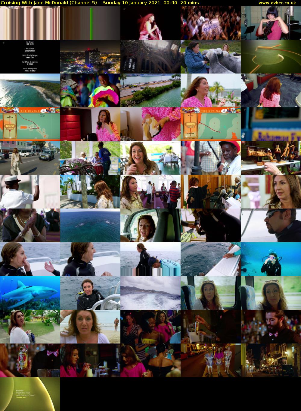 Cruising With Jane McDonald (Channel 5) Sunday 10 January 2021 00:40 - 01:00