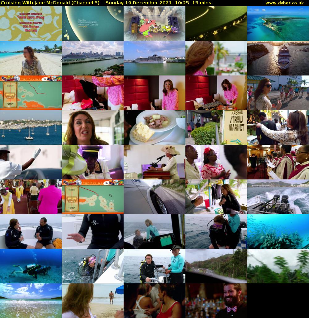 Cruising With Jane McDonald (Channel 5) Sunday 19 December 2021 10:25 - 10:40