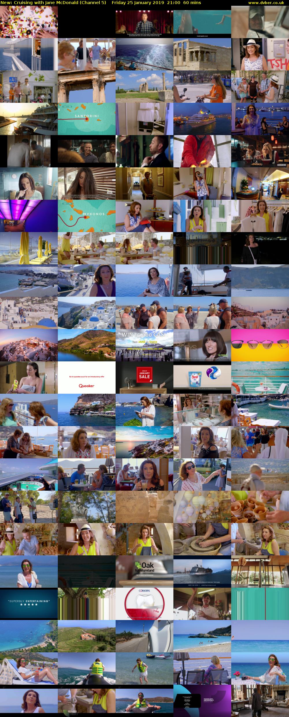 Cruising with Jane McDonald (Channel 5) Friday 25 January 2019 21:00 - 22:00