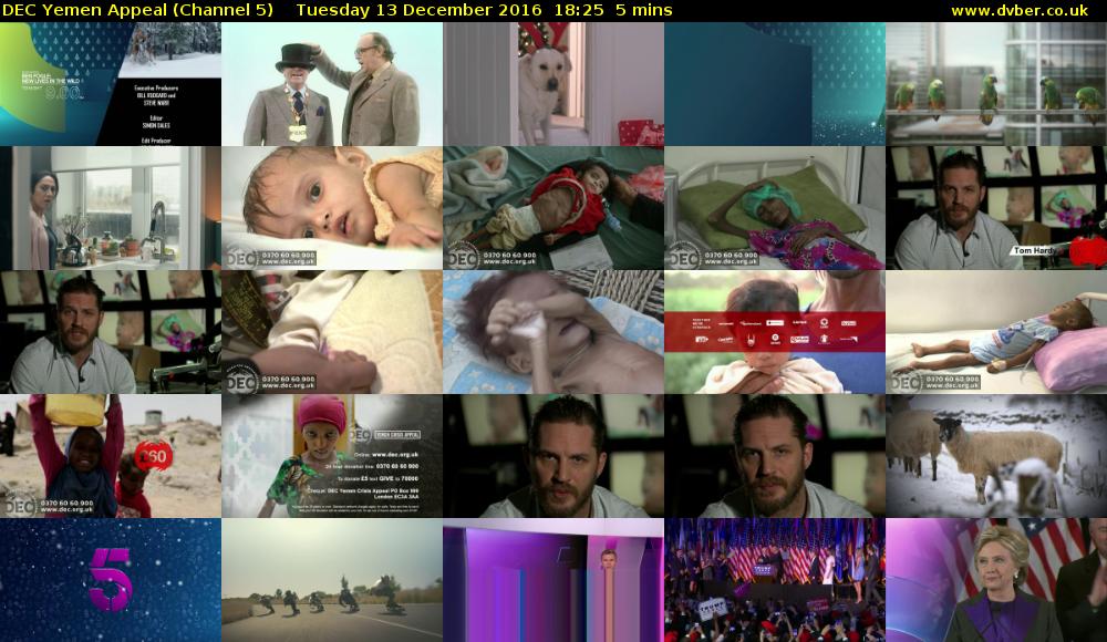 DEC Yemen Appeal (Channel 5) Tuesday 13 December 2016 18:25 - 18:30