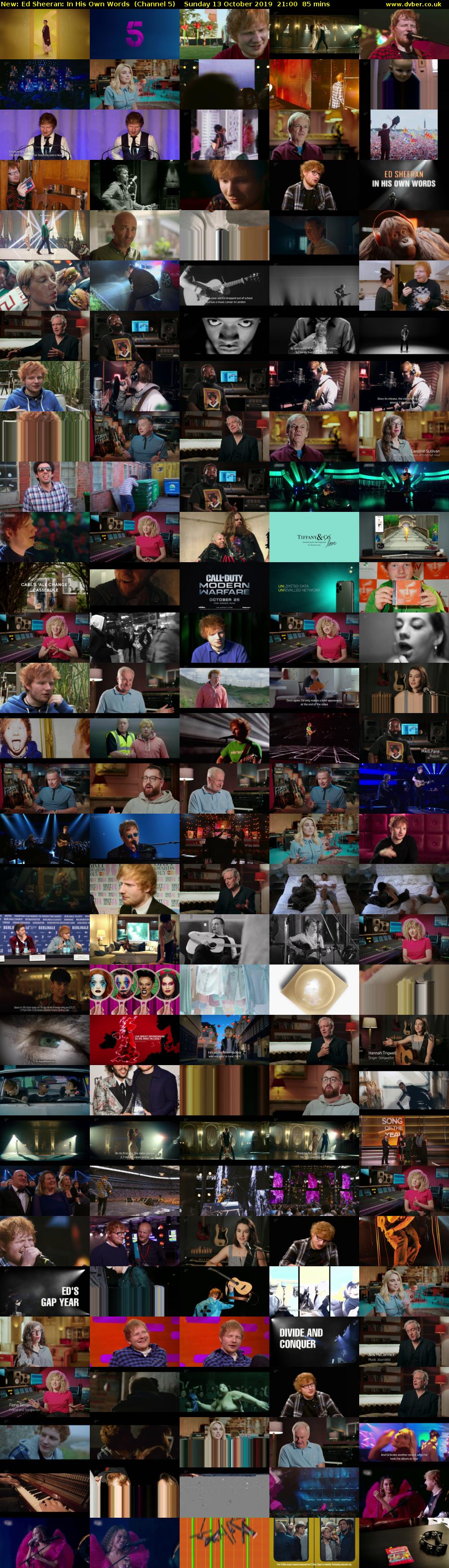 Ed Sheeran: In His Own Words (Channel 5) Sunday 13 October 2019 21:00 - 22:25