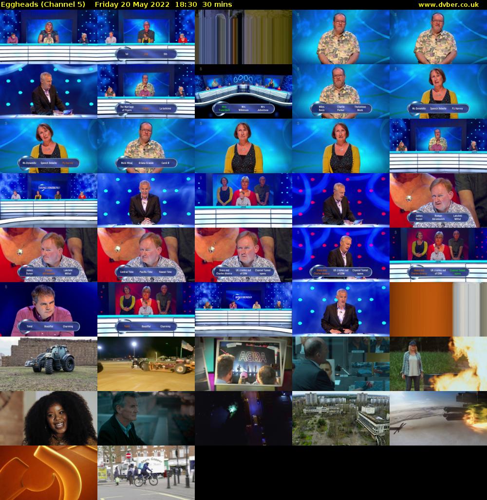 Eggheads (Channel 5) Friday 20 May 2022 18:30 - 19:00