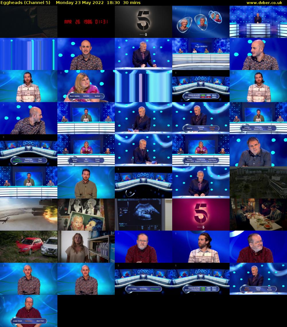Eggheads (Channel 5) Monday 23 May 2022 18:30 - 19:00