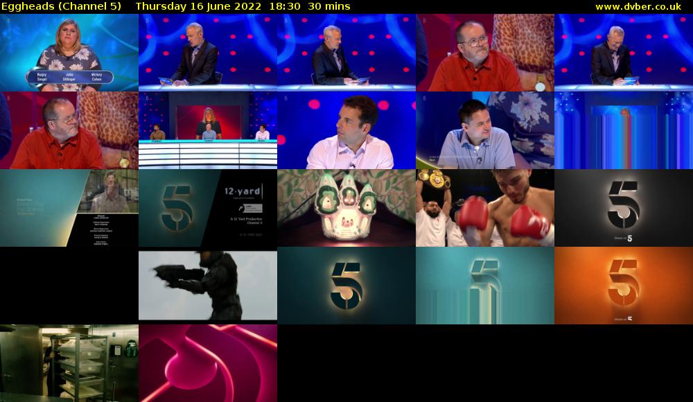 Eggheads (Channel 5) Thursday 16 June 2022 18:30 - 19:00