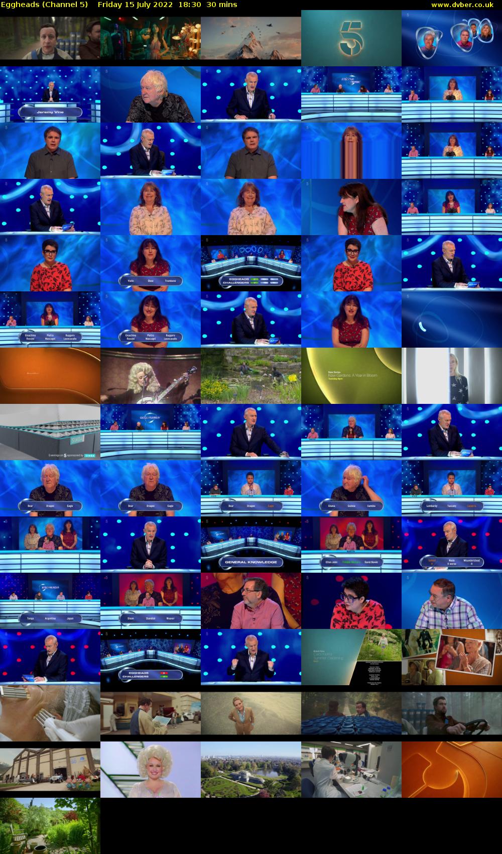 Eggheads (Channel 5) Friday 15 July 2022 18:30 - 19:00